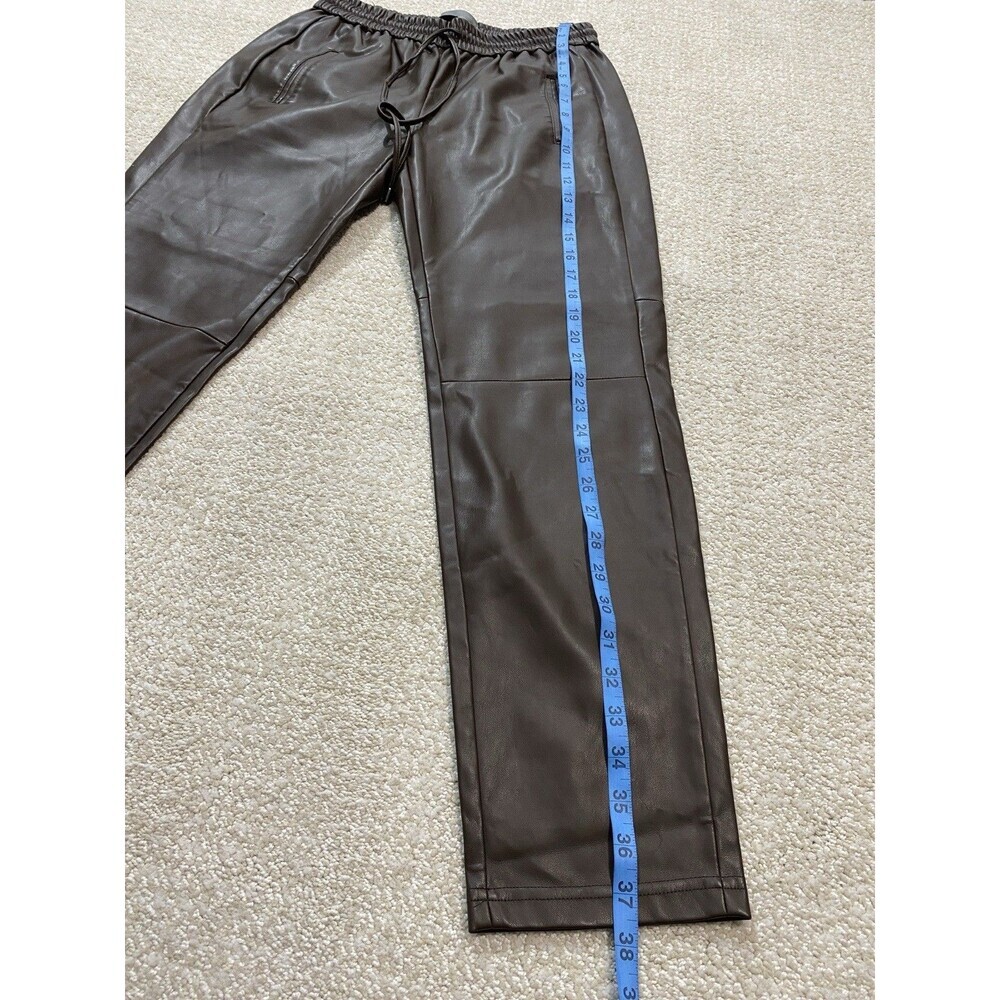 Anthropologie Ankle Pants Brown Faux Leather Drawstring Pockets Women's XS - Picture 11 of 16